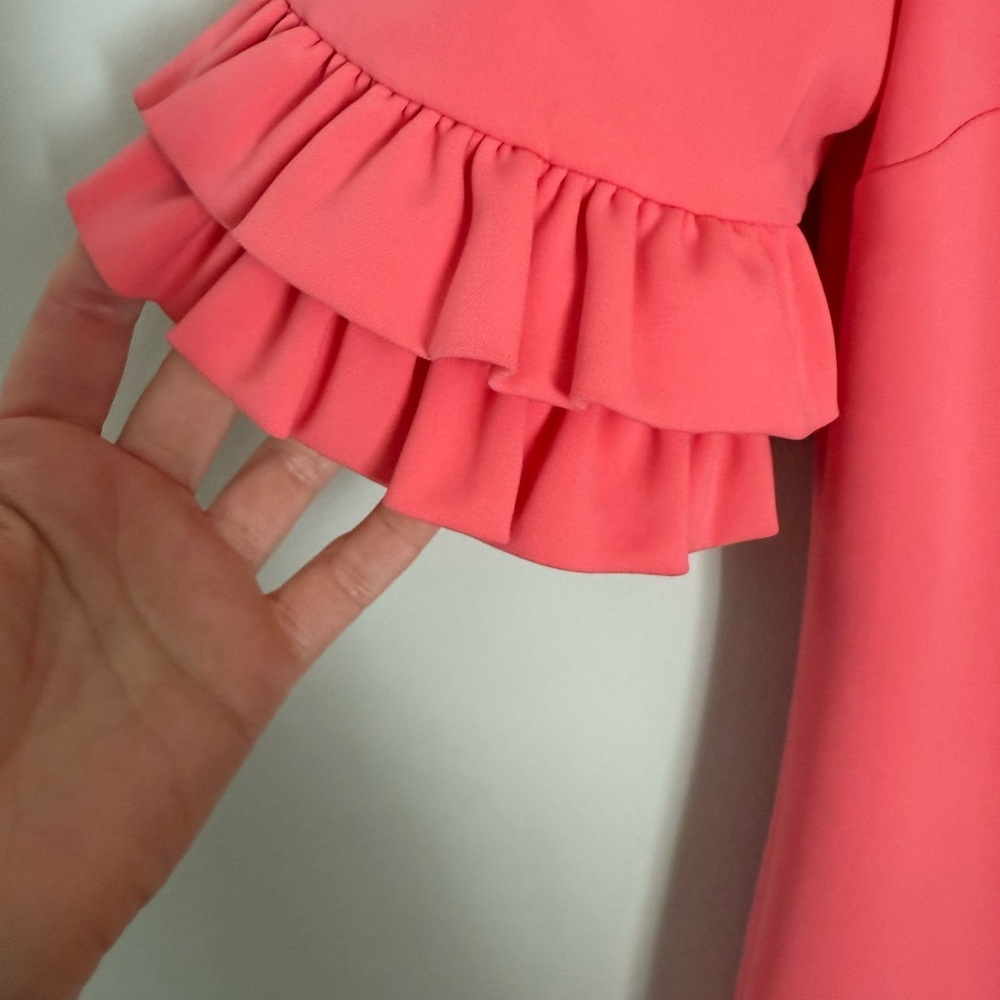 Camilyn Beth Ophelia Dress Coral Pink Wedding Guest Ruffle Size S 4 - Picture 5 of 7